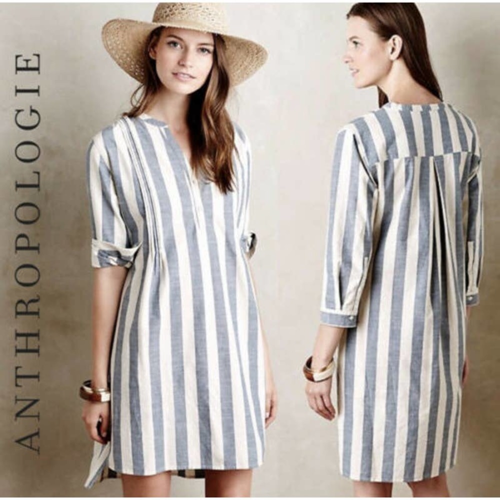 Anthro Isabella Sinclair Nilima Stripe Tunic Dress 100% Cotton XS resortwear